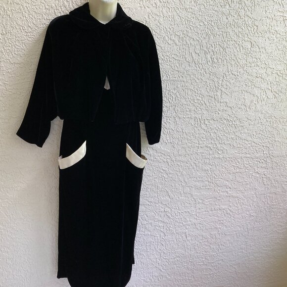 60s Saks Fifth Ave Velvet Dress & Jacket Vintage Size 8 Occasion Party  Gown VTG - Picture 1 of 14